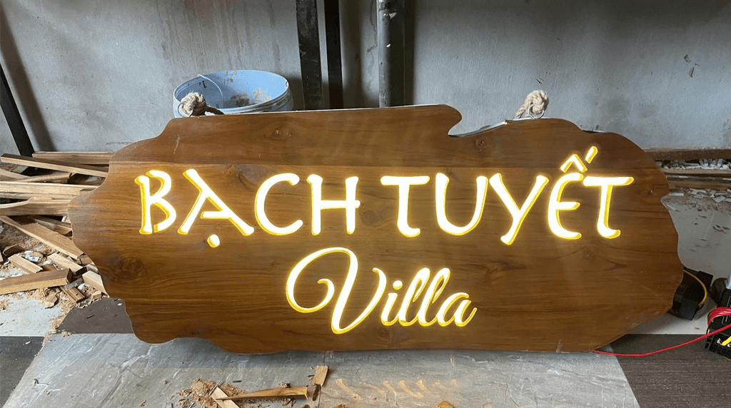 biển gỗ bạch tuyết villa