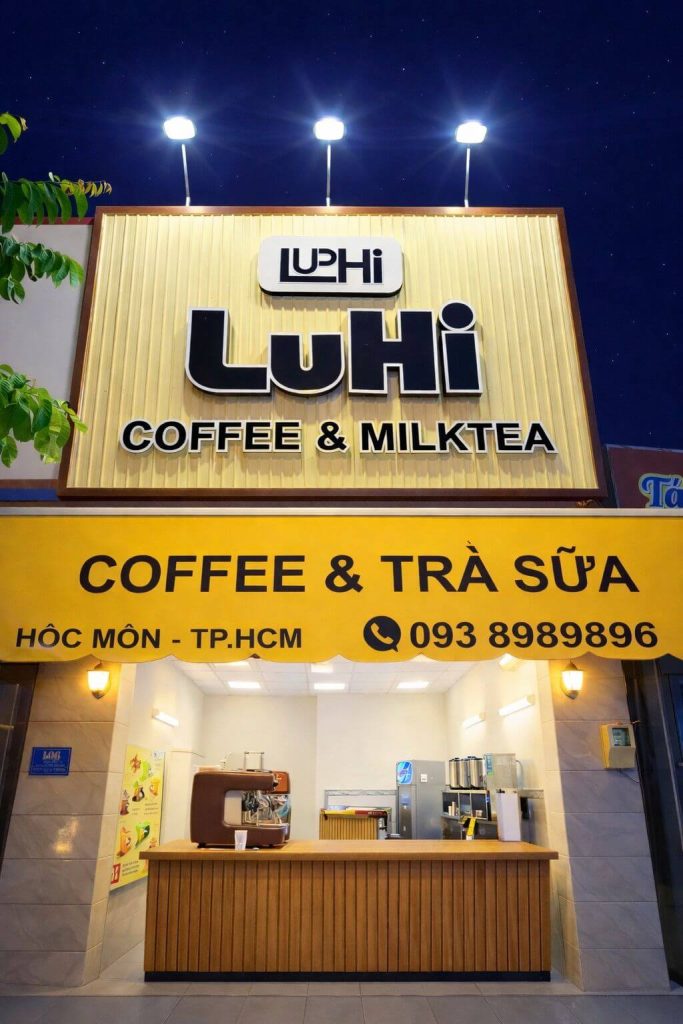 bảng hiệu tiệm trà sữa