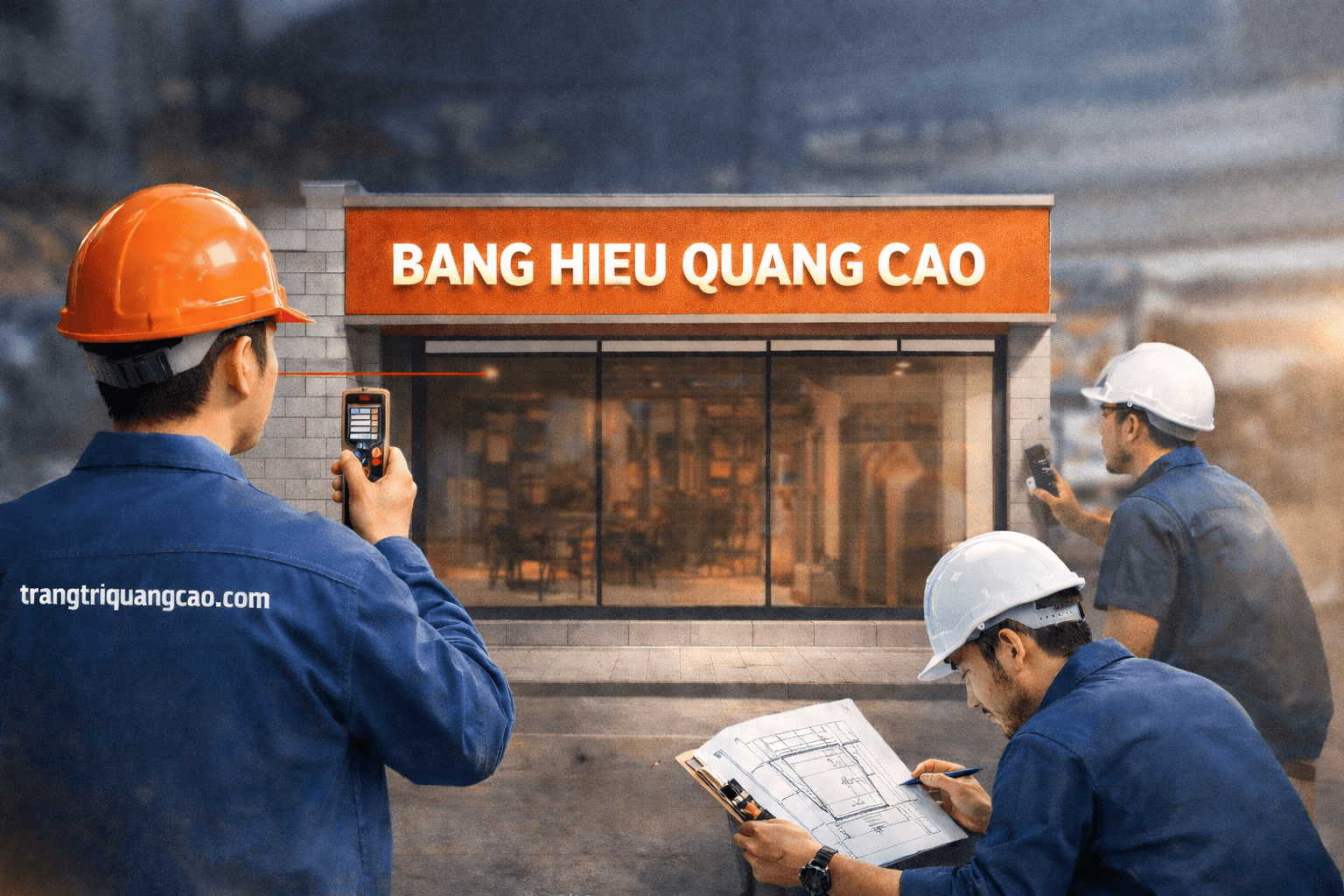 Các bước khảo sát mặt bằng trước khi làm bảng hiệu — công trình thực tế tại TP.HCM