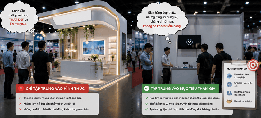 Thiết kế gian hàng hội chợ phù hợp với mục tiêu doanh nghiệp