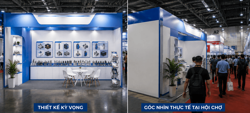 thiết kế thiếu tính toán góc nhìn gian hàng